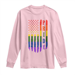 Pride Month Rainbow Flag Graphic Long Sleeve Shirt Lesbian Gay LGBT America Flag TS12 Light Pink Print Your Wear