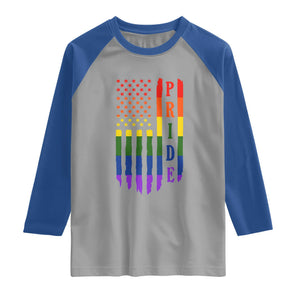Pride Month Rainbow Flag Graphic Raglan Shirt Lesbian Gay LGBT America Flag TS12 Sport Gray Royal Print Your Wear