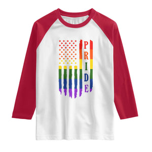 Pride Month Rainbow Flag Graphic Raglan Shirt Lesbian Gay LGBT America Flag TS12 White Red Print Your Wear