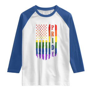 Pride Month Rainbow Flag Graphic Raglan Shirt Lesbian Gay LGBT America Flag TS12 White Royal Print Your Wear