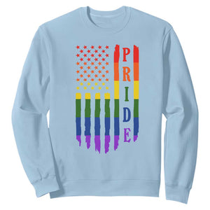 Pride Month Rainbow Flag Graphic Sweatshirt Lesbian Gay LGBT America Flag TS12 Light Blue Print Your Wear