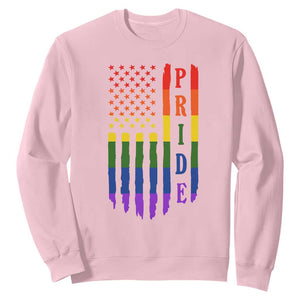 Pride Month Rainbow Flag Graphic Sweatshirt Lesbian Gay LGBT America Flag TS12 Light Pink Print Your Wear