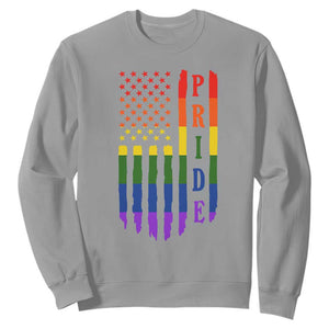 Pride Month Rainbow Flag Graphic Sweatshirt Lesbian Gay LGBT America Flag TS12 Sport Gray Print Your Wear