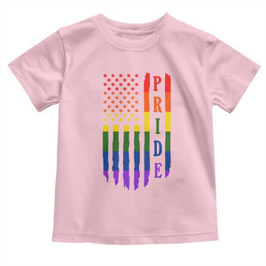 Pride Month Rainbow Flag Graphic Toddler T Shirt Lesbian Gay LGBT America Flag TS12 Light Pink Print Your Wear