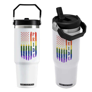 Pride Month Rainbow Flag Graphic Flip Straw Tumbler Lesbian Gay LGBT America Flag TS12 One Size: 30 oz White Print Your Wear