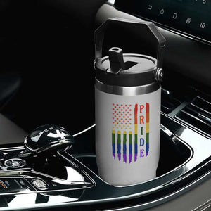 Pride Month Rainbow Flag Graphic Flip Straw Tumbler Lesbian Gay LGBT America Flag TS12 Print Your Wear