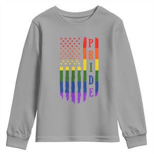 Pride Month Rainbow Flag Graphic Youth Sweatshirt Lesbian Gay LGBT America Flag TS12 Sport Gray Print Your Wear