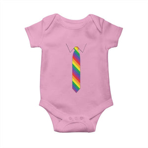 Funny Rainbow Striped Necktie Baby Onesie LGBT Pride Support Graphic TS12 Light Pink Print Your Wear