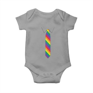Funny Rainbow Striped Necktie Baby Onesie LGBT Pride Support Graphic TS12 Sport Gray Print Your Wear