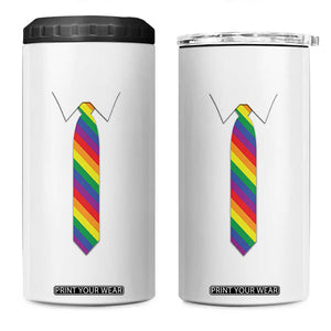 Funny Rainbow Striped Necktie 4 in 1 Can Cooler Tumbler LGBT Pride Support Graphic TS12 One Size: 16 oz White Print Your Wear