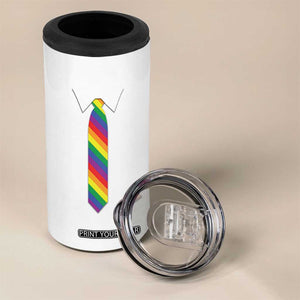 Funny Rainbow Striped Necktie 4 in 1 Can Cooler Tumbler LGBT Pride Support Graphic TS12 Print Your Wear