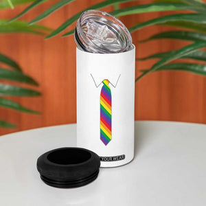 Funny Rainbow Striped Necktie 4 in 1 Can Cooler Tumbler LGBT Pride Support Graphic TS12 Print Your Wear