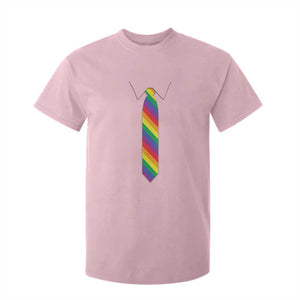 Funny Rainbow Striped Necktie T Shirt For Kid LGBT Pride Support Graphic TS12 Light Pink Print Your Wear