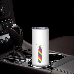 Funny Rainbow Striped Necktie Skinny Tumbler LGBT Pride Support Graphic