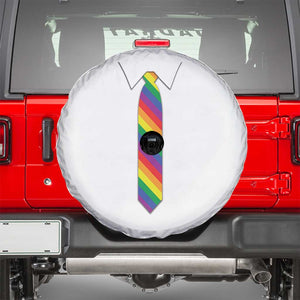 Funny Rainbow Striped Necktie Spare Tire Cover LGBT Pride Support Graphic TS12 White Print Your Wear