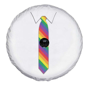Funny Rainbow Striped Necktie Spare Tire Cover LGBT Pride Support Graphic TS12 Print Your Wear