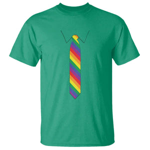 Funny Rainbow Striped Necktie T Shirt LGBT Pride Support Graphic TS12 Irish Green Print Your Wear