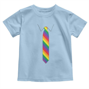 Funny Rainbow Striped Necktie Toddler T Shirt LGBT Pride Support Graphic TS12 Light Blue Print Your Wear