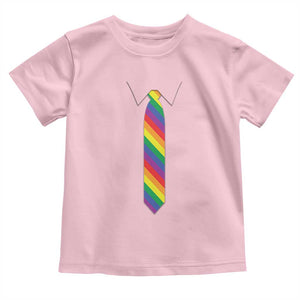 Funny Rainbow Striped Necktie Toddler T Shirt LGBT Pride Support Graphic TS12 Light Pink Print Your Wear