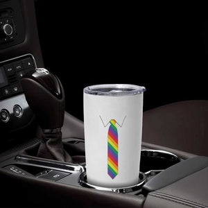 Funny Rainbow Striped Necktie Tumbler Cup LGBT Pride Support Graphic TS12 Print Your Wear