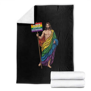 Christian LGBTQ Support Throw Blanket Jesus Loves Everyone TS12 Black Print Your Wear