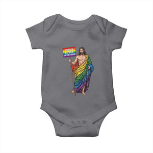 Christian LGBTQ Support Baby Onesie Jesus Loves Everyone TS12 Charcoal Print Your Wear