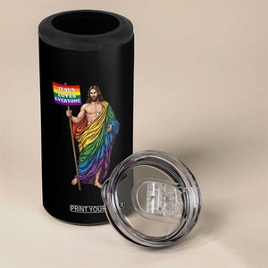 Christian LGBTQ Support 4 in 1 Can Cooler Tumbler Jesus Loves Everyone