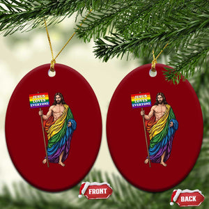 Christian LGBTQ Support Ceramic Ornament Jesus Loves Everyone TS12 Print Your Wear
