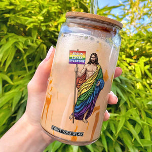 Christian LGBTQ Support Glass Can Jesus Loves Everyone TS12 Black Print Your Wear