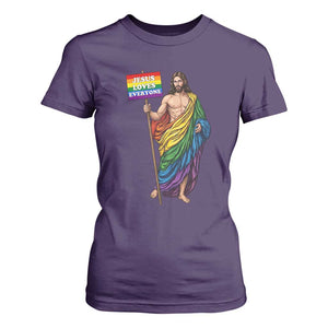 Christian LGBTQ Support T Shirt For Women Jesus Loves Everyone TS12 Purple Print Your Wear