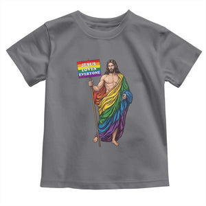 Christian LGBTQ Support Toddler T Shirt Jesus Loves Everyone TS12 Charcoal Print Your Wear