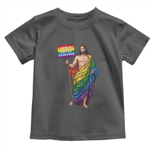 Christian LGBTQ Support Toddler T Shirt Jesus Loves Everyone TS12 Dark Heather Print Your Wear
