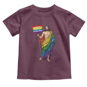 Christian LGBTQ Support Toddler T Shirt Jesus Loves Everyone TS12 Maroon Print Your Wear