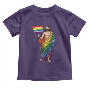 Christian LGBTQ Support Toddler T Shirt Jesus Loves Everyone TS12 Purple Print Your Wear