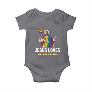 Funny Rainbow Jesus Loves Everyone Baby Onesie Religious LGBTQ Support TS12 Charcoal Print Your Wear
