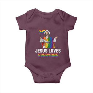 Funny Rainbow Jesus Loves Everyone Baby Onesie Religious LGBTQ Support TS12 Maroon Print Your Wear