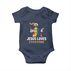 Funny Rainbow Jesus Loves Everyone Baby Onesie Religious LGBTQ Support TS12 Navy Print Your Wear