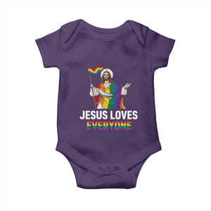 Funny Rainbow Jesus Loves Everyone Baby Onesie Religious LGBTQ Support TS12 Purple Print Your Wear