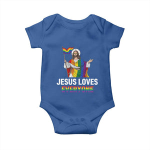 Funny Rainbow Jesus Loves Everyone Baby Onesie Religious LGBTQ Support TS12 Royal Blue Print Your Wear