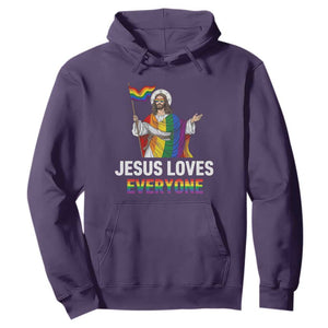 Funny Rainbow Jesus Loves Everyone Hoodie Religious LGBTQ Support