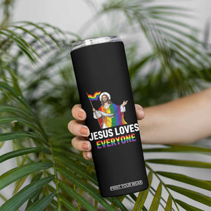 Funny Rainbow Jesus Loves Everyone Skinny Tumbler Religious LGBTQ Support TS12 Print Your Wear