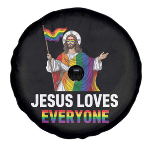 Funny Rainbow Jesus Loves Everyone Spare Tire Cover Religious LGBTQ Support TS12 Print Your Wear