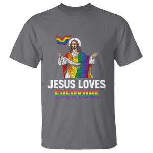 Funny Rainbow Jesus Loves Everyone T Shirt Religious LGBTQ Support TS12 Charcoal Print Your Wear