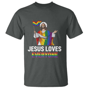 Funny Rainbow Jesus Loves Everyone T Shirt Religious LGBTQ Support TS12 Dark Heather Print Your Wear