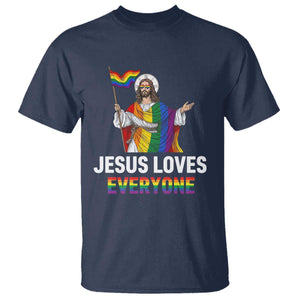 Funny Rainbow Jesus Loves Everyone T Shirt Religious LGBTQ Support TS12 Navy Print Your Wear