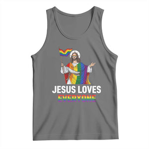 Funny Rainbow Jesus Loves Everyone Tank Top Religious LGBTQ Support TS12 Black Heather Print Your Wear