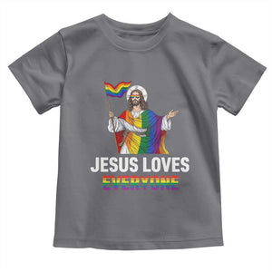 Funny Rainbow Jesus Loves Everyone Toddler T Shirt Religious LGBTQ Support TS12 Charcoal Print Your Wear