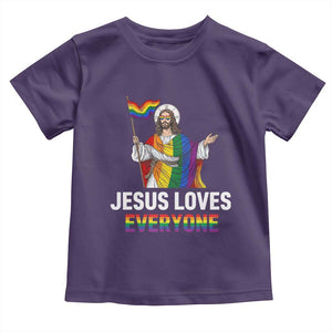 Funny Rainbow Jesus Loves Everyone Toddler T Shirt Religious LGBTQ Support TS12 Purple Print Your Wear