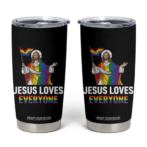 Funny Rainbow Jesus Loves Everyone Tumbler Cup Religious LGBTQ Support TS12 Black Print Your Wear