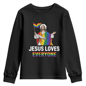 Funny Rainbow Jesus Loves Everyone Youth Sweatshirt Religious LGBTQ Support TS12 Black Print Your Wear